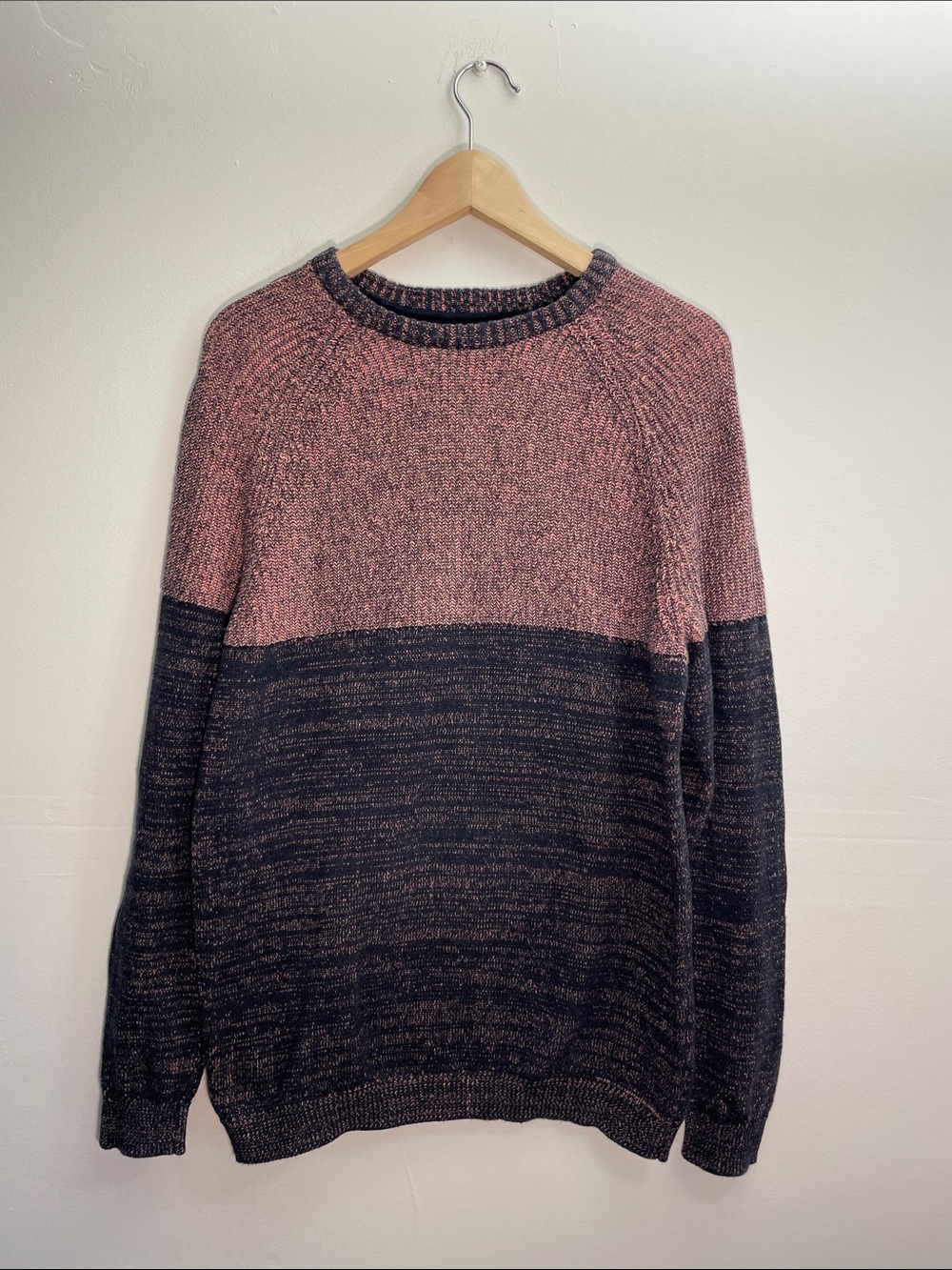 Angelo Litrico Crafted Goods Navy Colorblock Sweater Size M
